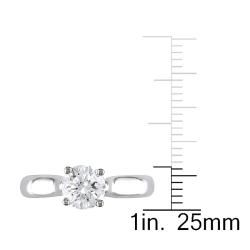 Miadora 14k White Gold 1ct TDW Diamond Crossover Solitaire Ring (SI2, I J) Miadora One of a Kind Rings