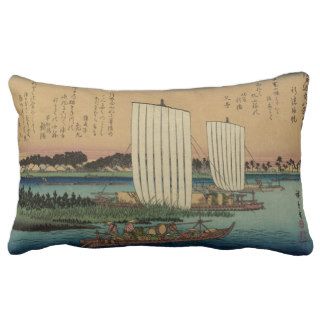 Ferry & Sailboats ~ Vintage Japan Ukiyo e Woodcut Pillows