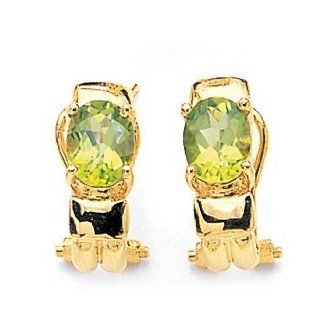 14K Gold Oval Faceted Peridot Earring With French Or Omega Back Dangle Earrings Jewelry