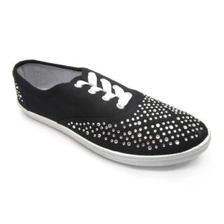 Blue Women's 'Riley' Studded Canvas Shoes Blue Sneakers