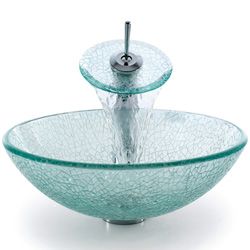 Kraus Mosaic Broken Glass Vessel Sink and Faucet Kraus Sink & Faucet Sets