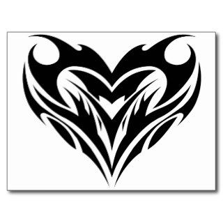 Large Heart Tribal Tattoo Design Post Cards