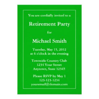 Custom Retirement Party Invitation   Medium Green
