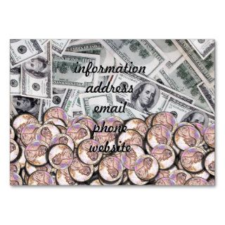Dollars and Cents   Pennies w Hundred Dollar Bills Business Card Templates