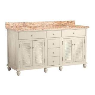 Foremost Cottage 61 in. W x 22 in. D Vanity in Antique White and Vanity Top with Stone Effects in Santa Cecilia CTAASESC6122D