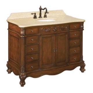 World Imports Belle Foret 48 in. Vanity in Dark Cherry with Marble Vanity Top in Cream BF80003RN