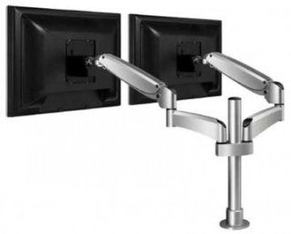 Workrite Poise Dual Monitor Arm PA2000 G S Silver Grommet  Computer Monitor Stands 