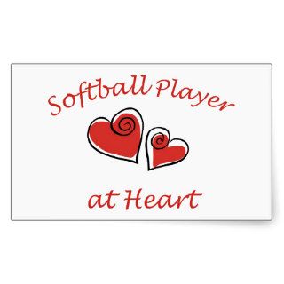 Softball Player at Heart Rectangular Sticker
