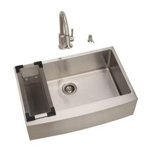 Vigo All in One Farmhouse Stainless Steel 33x22.25x10 0 Hole Single Bowl Kitchen Sink DISCONTINUED VG15097