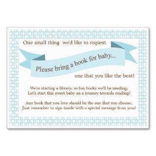 Blue Baby Shower Book Insert Request Card Business Card Template