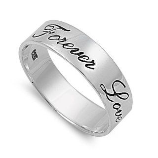 Forever Love Script Cursive Band Ring in Sterling Silver NakedJewelryLA Jewelry