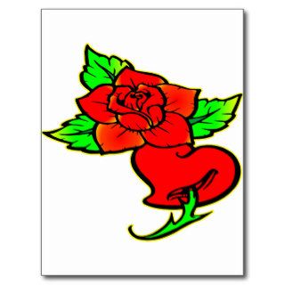 Heart Rose Tattoo Valentines Day Postcard