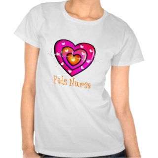 Pediatric Nurse Artsy Pink Heart Design T Shirts