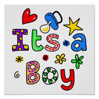 Cute Its A Baby Boy Greeting Text Expression Print