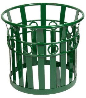 Witt Industries Large round outdoor planter, with plastic liner, green   Waste Bins