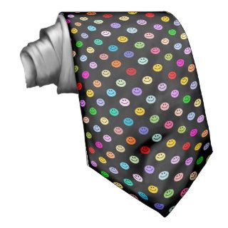 Rainbow Multicolor Smiley Face Pattern Necktie