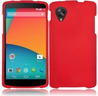 Rubberized Plastic Red Hard Cover Snap On Case For Google Nexus 5 W/ Free Car Charger (StopAndAccessorize) Cell Phones & Accessories