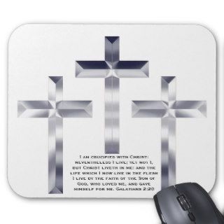 Silver Crosses on mouse pad with Scripture.