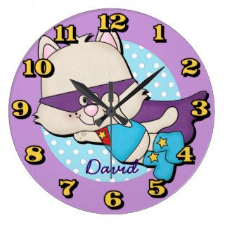 Superhero Kitty Kids Custom Wall Clock