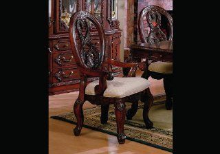 2 Master Dining Room Arm Chairs Ornate Birch Wood  