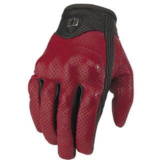 Icon Pursuit Leather Gloves Red 3XL Automotive