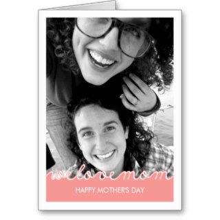 Pink Mothers Day Photo Love Mom Cut Out Text Cards