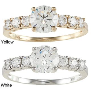 14k Yellow or White Solid Gold 1 1/4ct TGW Round Cubic Zirconia 7 Stone Engagement Ring Cubic Zirconia Rings