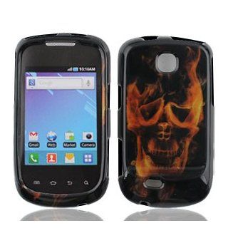 Samsung Dart T499 T 499 Black with Red Fire Flame Ghost Skull Design Snap On Cover Hard Case Cell Phone Protector Cell Phones & Accessories