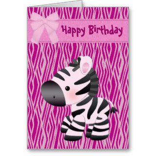 Cute Pink Zebra & Cupcake (inside) Birthday Card
