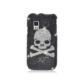 Samsung Galaxy S Mesmerize Fascinate Showcase i500 Bling Gem Jeweled Jewel Crystal Diamond Black Skull Cover Case Cell Phones & Accessories