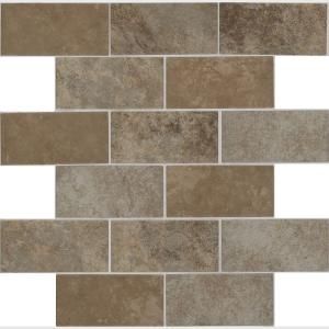 Daltile Grand Cayman Oyster Blend 12 in. x 12 in. x 8 mm Ceramic Brick Joint Mosaic Floor and Wall Tile GC9924BWHD1P2