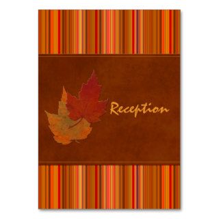 Autumn Leaves and Stripes Enclosure Card Business Card Templates