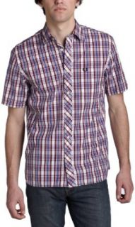 Fred Perry Men's Short Sleeve Tartan Shirt, White/Red/Rich Blue, X Small at  Men�s Clothing store
