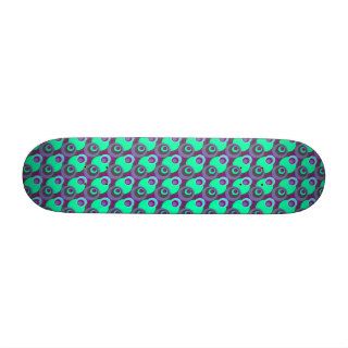 Retro vintage purple and green overlapping circles skate boards