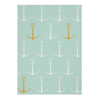 Nautical anchors preppy girly blue anchor pattern posters