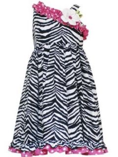 Rare Editions Girls 2T 6x Zebra Print 1 Shoulder Cotton Dress, 2T Playwear Dresses Clothing