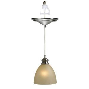 Worth Home Products 1 Light Brushed Nickel Instant Pendant Light Conversion Kit with Parchment Glass Shade PBN 6012