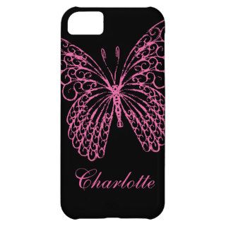 Hot Pink Butterfly iPhone 5 Case Mate ID