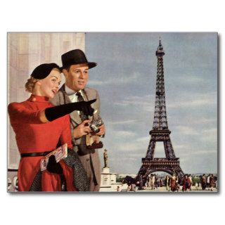 Vintage Change of Address, Tourists in Paris Post Cards