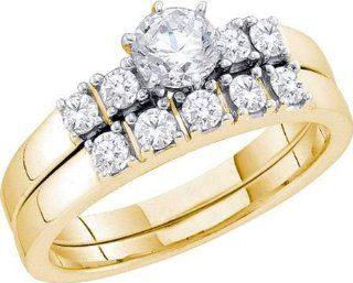 14KT Yellow Gold 0.78 CTW Diamond 0.40CT Round Center Bridal Set Vishal Jewelry Jewelry