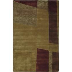 Hand knotted Brown Contemporary Thornbury Wool Abstract Rug (5' x 8') Surya 5x8   6x9 Rugs