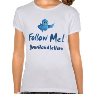 Follow Me ~ Pointing Twitter Bird T shirts