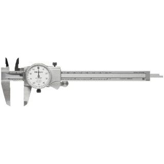 Mitutoyo 505 675 Dial Calipers, Inch, Orange Face, for Inside, Outside, Depth and Step Measurements, Stainless Steel, 0" 6" Range, +/ 0.001" Accuracy, 0.001" Resolution, 40mm Jaw Depth Fractional Dial Caliper Industrial & Scientif