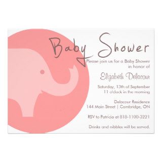 Pink Elephant It's a Girl Baby Shower Invitation