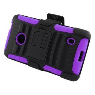 Eagle Cell PRNK521SPSTHLPLBK Hybrid Rugged TUFFSUIT with Kickstand for Nokia Lumia 521   Retail Packaging   Purple/Black Cell Phones & Accessories