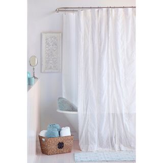 Jeannie White Cotton Shower Curtain Cottage Home Shower Curtains