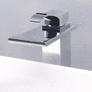 Water Fall Contemporary Stainless Steel Chrome Finish Bathroom Sink Faucet  