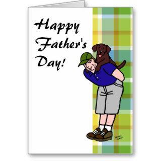 Chocolate Lab Daddy Plaid Greeting Card
