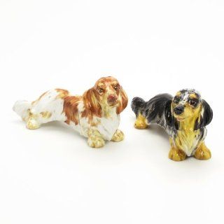 Dachshund Dog Ceramic Figurine Salt Pepper Shaker LH00023 Ceramic Handmade Dog Lover Gift Collectible Home Decor Art and Crafts  Other Products  