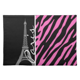Paris; Pink & Black Zebra Print Place Mats